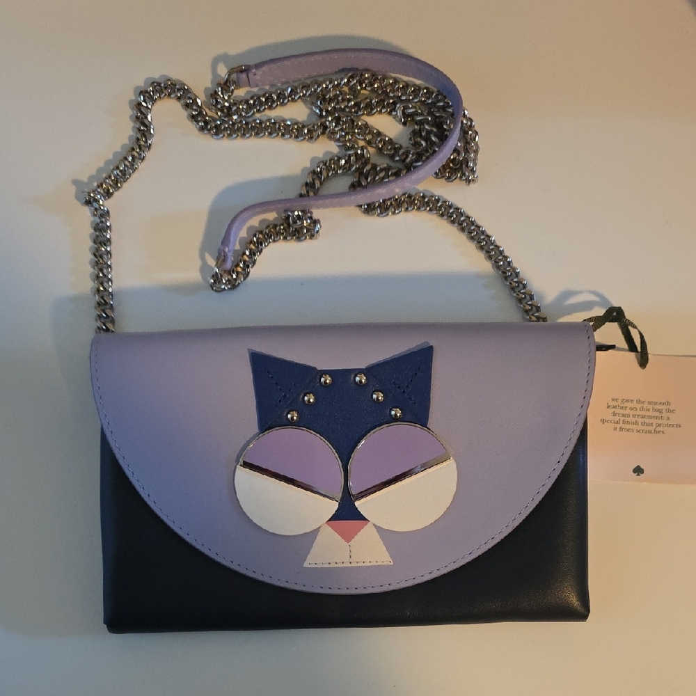 Kate Spade Lavender and Navy SPADEMALS Cat Bag